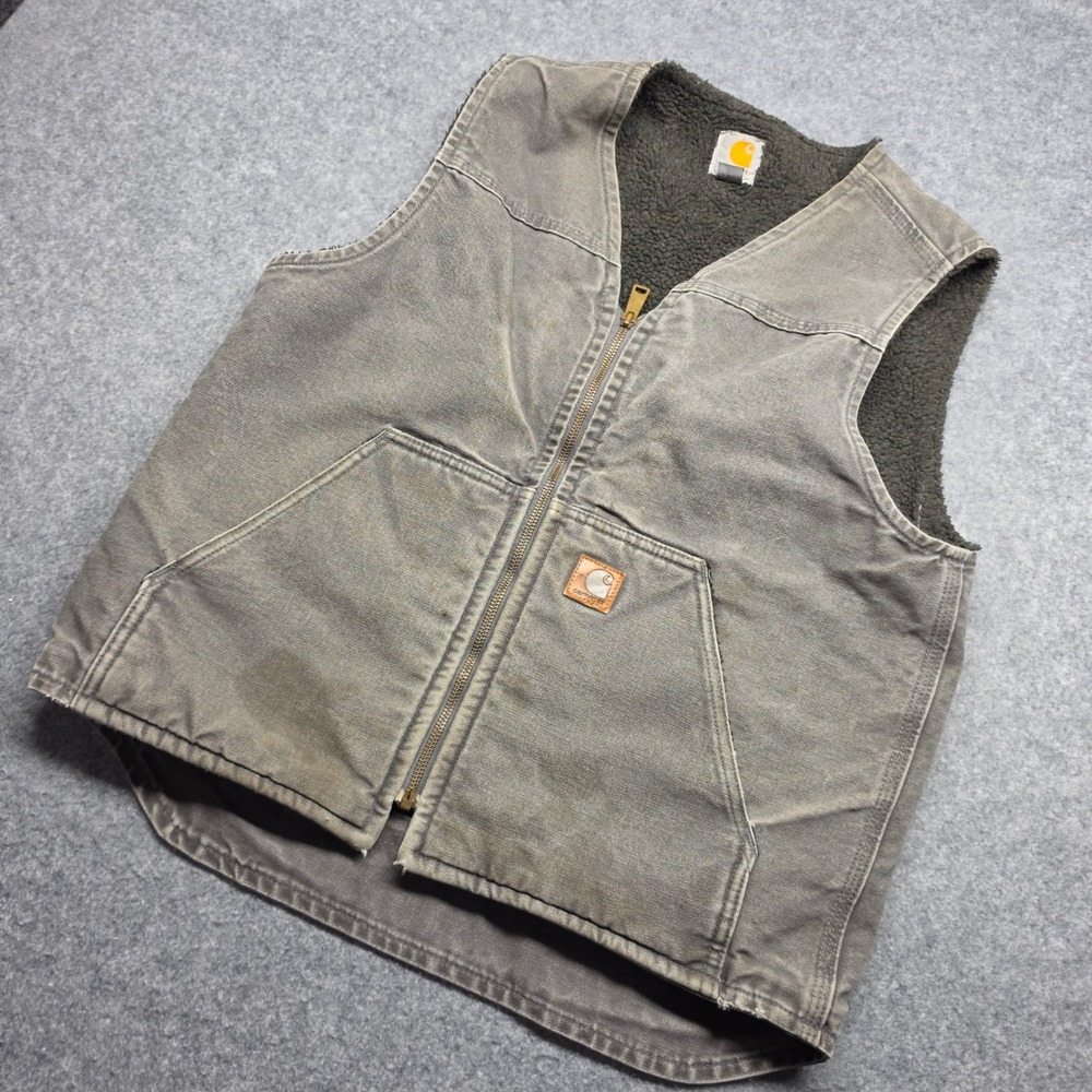 Carhartt Sandstone Sherpa Lined Canvas Vest Gray V02 GRA Mens Large Medium